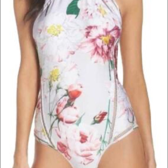 Ted Baker Iguaza Print One Piece Halter Swimsuit - Picture 2 of 5